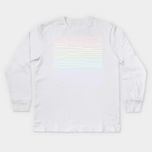 Soft Pastel Rainbow Hand Drawn Lines Kids Long Sleeve T-Shirt